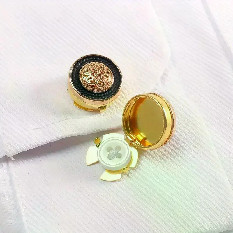 2Pcs Metal Cufflinks Fashion Clothing Decoration Buttons Retro Shirt Button Cover Suit Accessories Christmas Holiday Gifts