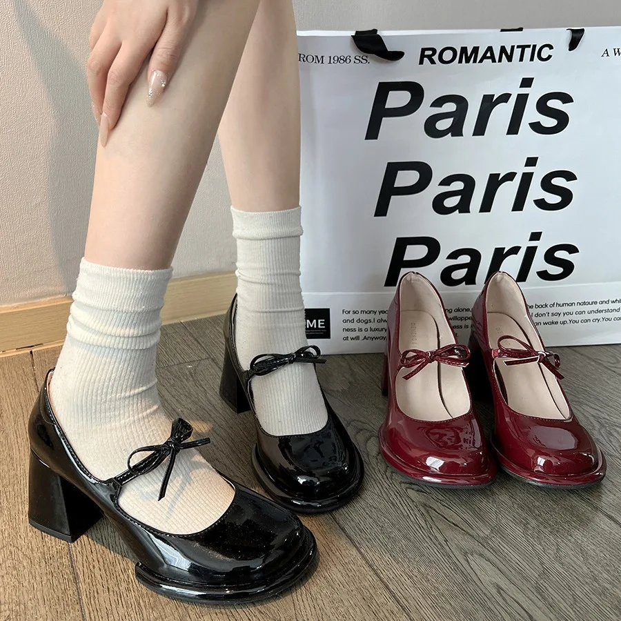 

Women's Bow-Tie High-heeled Shoes, Hot Sweet Chunky Heel Shoes, Streetwear 2025