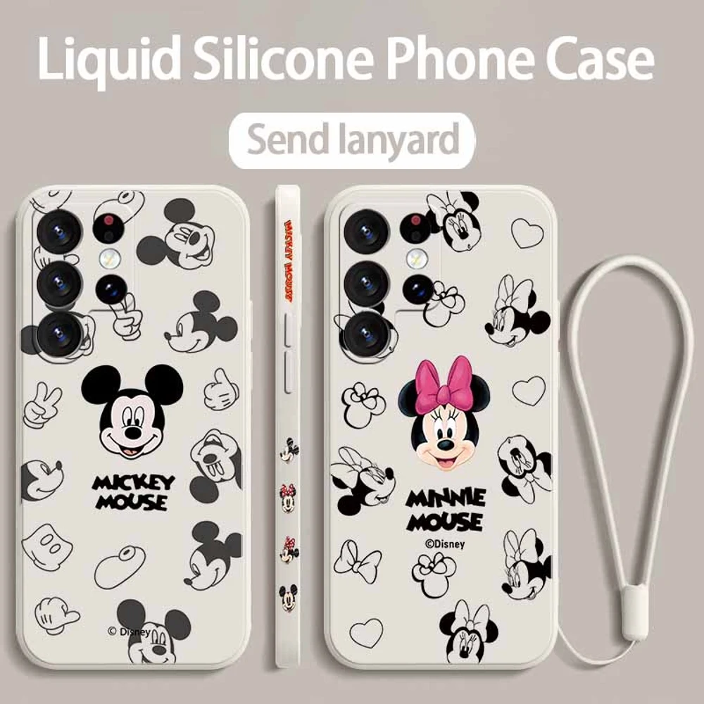 Minnie Mickey For Samsung S26 S25 Edge S24 S23 S22 S21 S20 FE Ultra Plus Lite Liquid Left Rope Phone Case view 5