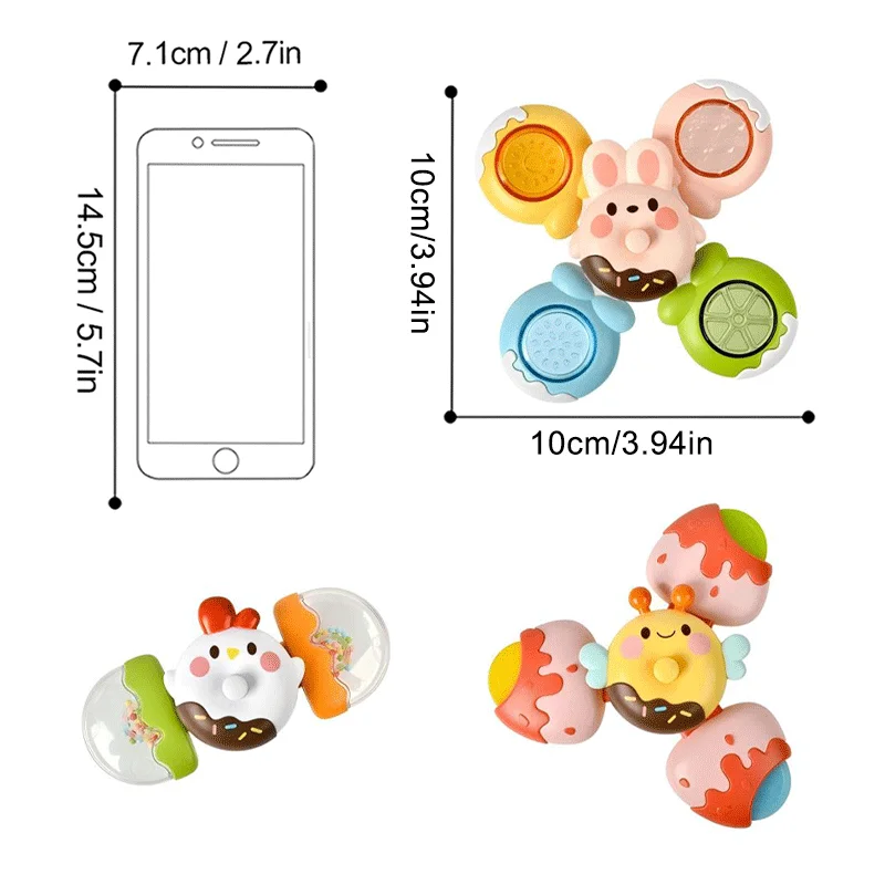 Ensemble de jouets rotatifs à ventouse en silicone pour bébé, bonbons rotatifs et empilables, sucettes détachables, jeux divers, cadeau exquis