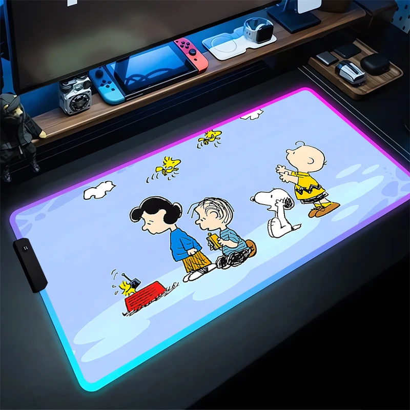 RGB Mouse Pad S-Snoopy Non-Slip Rubber Edge locking mousepads Game play mats notebook computer Girl style gift Home Decor lovely