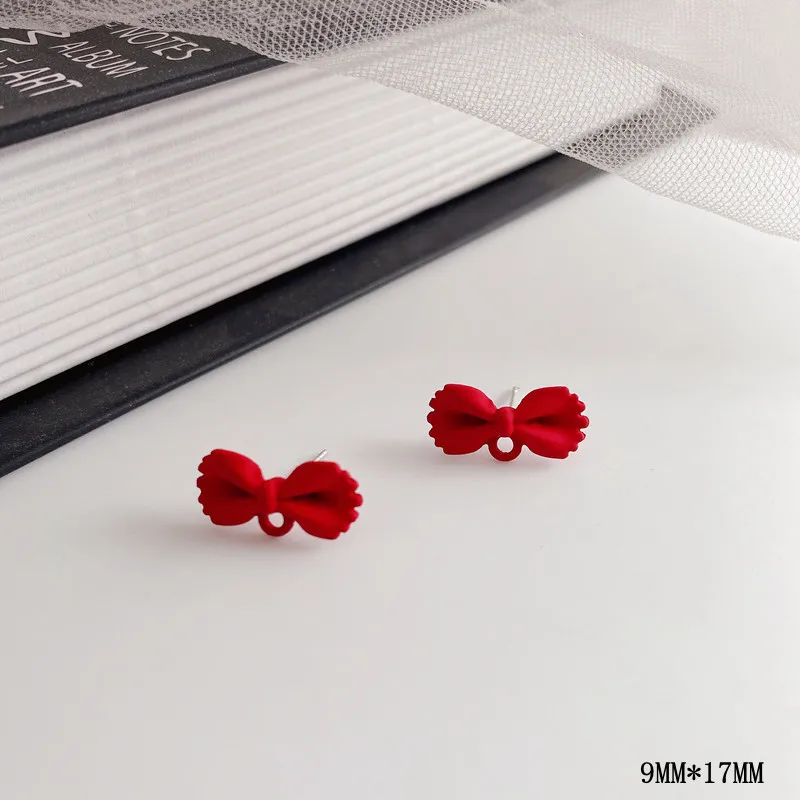 10pcs Christmas Love Heart Earrings Connectors Red Butterfly Round Earrings Base Stud Earring Settings for Diy Jewelry Making