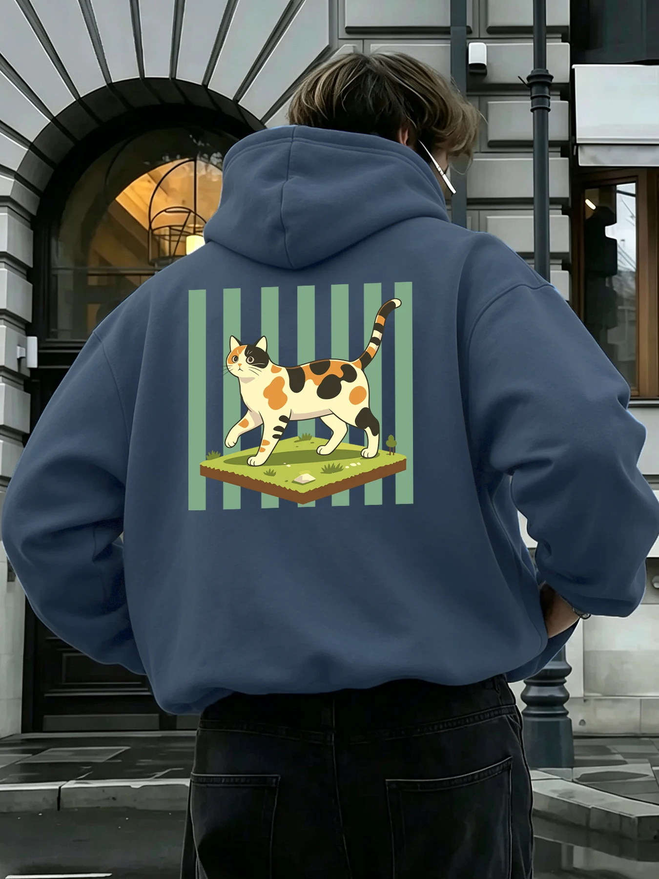 Calico-Katzen-Cartoon-Drucke Herren Koreanische Hoodies All-Match Mode Kapuzenpullover Lässige Lose Hoodies Bequeme Basic-Kleidung – Detail 14