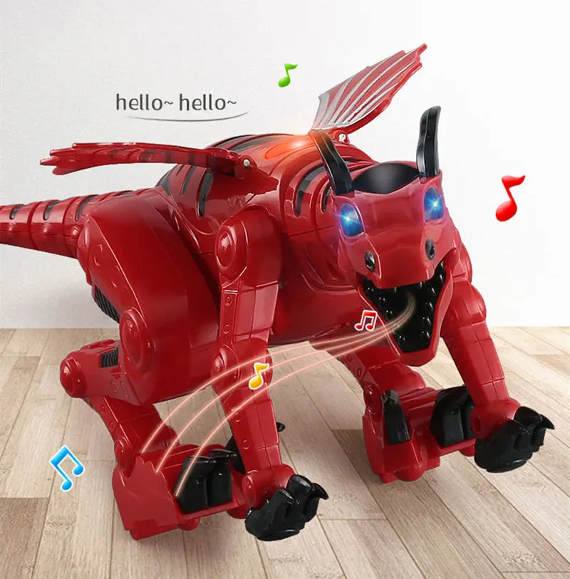 재미있는 쥬라기 전기 공룡 모형 장난감 시뮬레이션 걷는 공룡 로봇 빛과 소리와 함께 흔들리는 음악 드래곤 장난감 어린이 선물