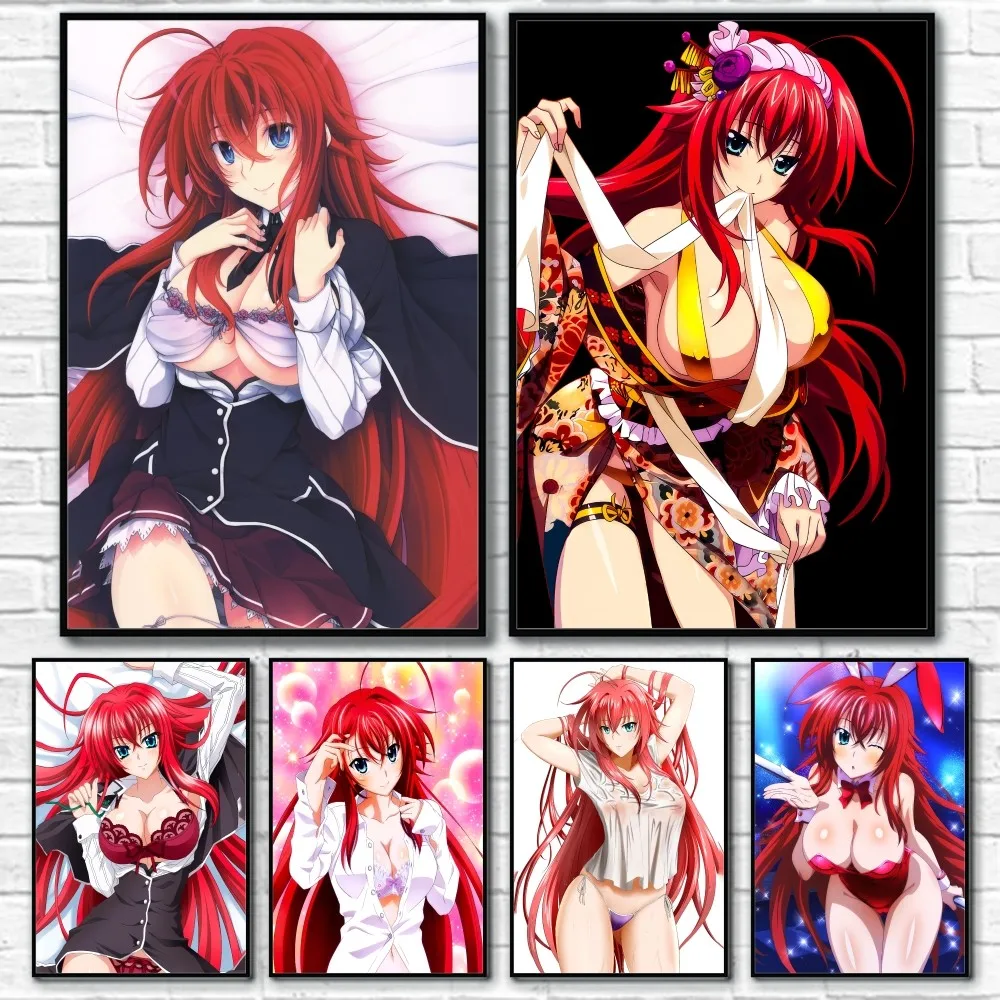 

R-Rias Gremory Sexy Anime Girl Poster Sticky Wall Art Printing Waterproof Home Living Bed Room Bar Aesthetic Decor