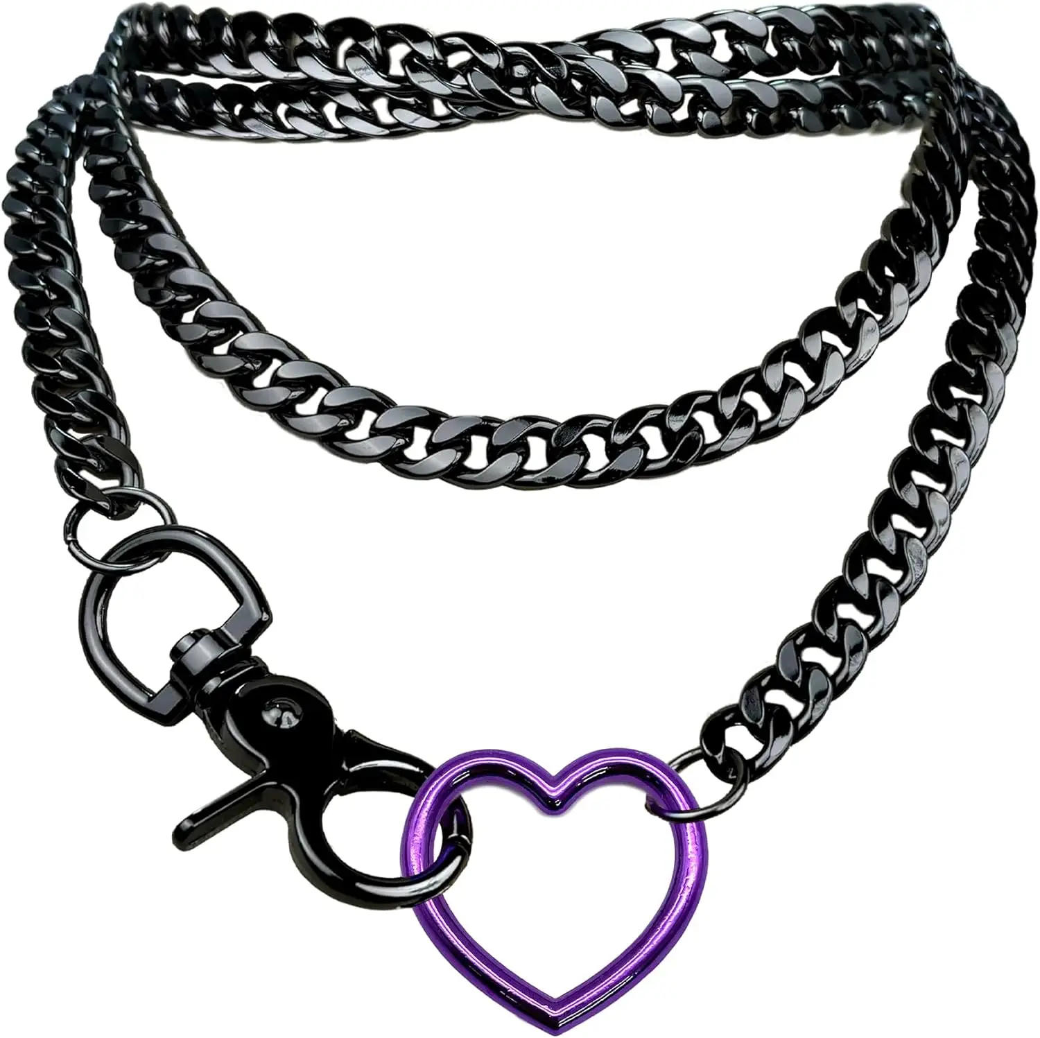 

Rainbow Heart O Ring Chunky Chain Necklace Cuban Layered Adjustable Lariat Y Choker