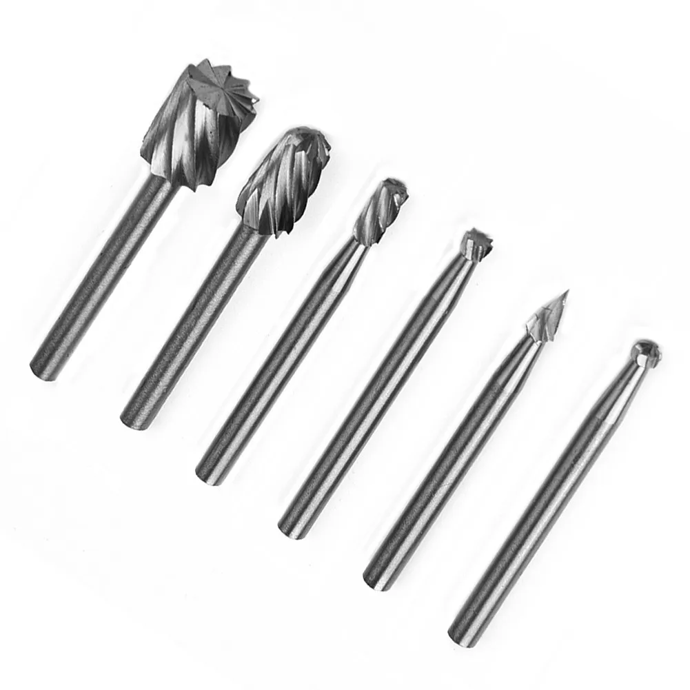 HSS Router Broca Bits Kit, Ferramenta Rotary Burrs, Madeira Metal Carving Fresagem, Carving Carpintaria, Ferramentas de corte esculpido, 6Pcs Set