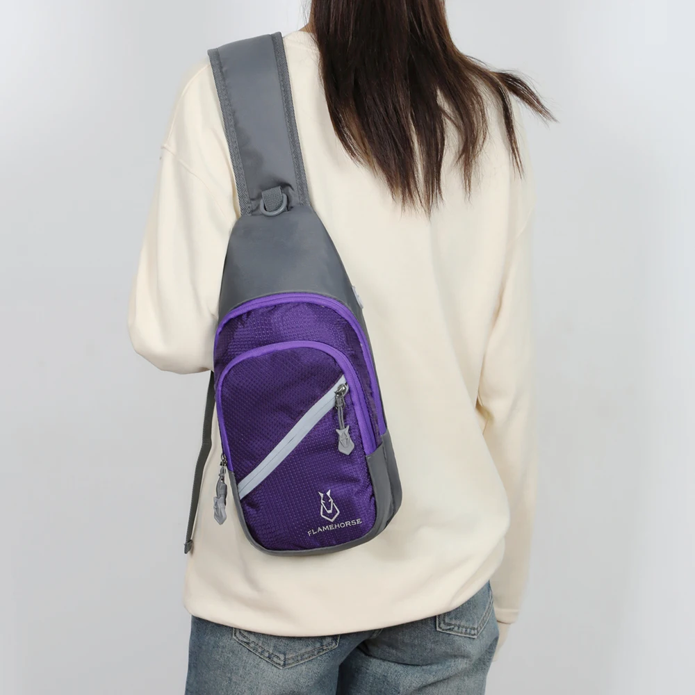 초경량 방수 나일론 가슴 숄더백, 크로스바디 슬링백, 이어폰 구멍, 완벽한 여행 동행자