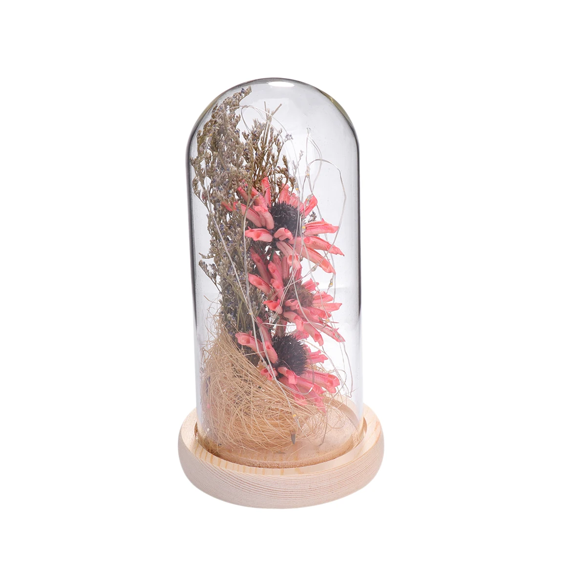 

Sunflower Artificial Flower Decor Mini Dome Lamp LED Plant Light Night Glass Base Table Office Wedding Party Gift