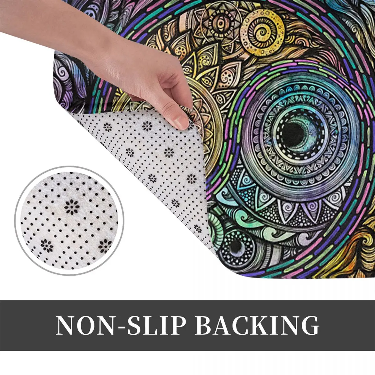 Trippy Yin Yang Mandala Flower Anti-slip Doormat Floor Mat Carpet Rug for Kitchen Entrance Home Bathroom Living room Footpad Mat