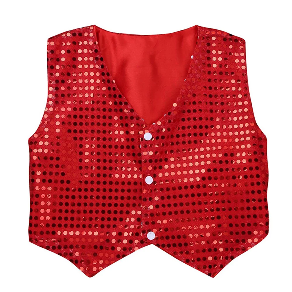 Chaleco de lentejuelas brillantes para niños, chaqueta de Hip-hop, Jazz, Ropa de baile para actuaciones en escenario