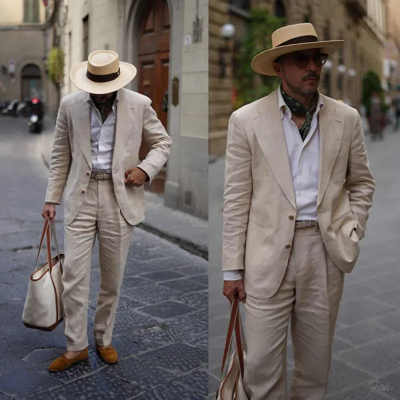 Classic Wedding Tuxedos 2 Piece Set Jacket Pants Slim Fit Men Suit Notched Lapel Plus Size Evening Blazers Customized