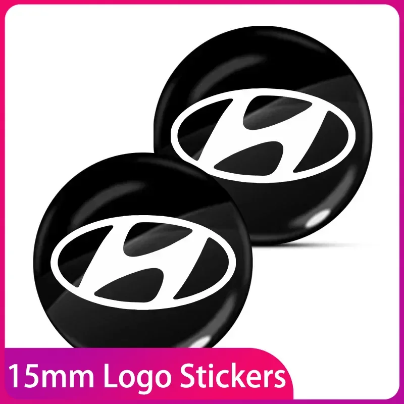 

15mm Car Remote Keychain Emblem Badge Radio button Styling Sticker For Hyundai Tucson Solaris I30 Creta Ix35 I40 Veloster