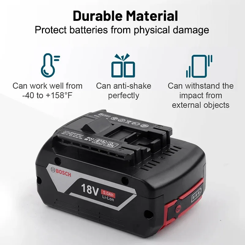 

100% Original 18V 5Ah/6Ah BOSCH 18650 Battery , Replacement for BOSCH BAT609 BAT609G BAT618 BAT618G Series of electric tools