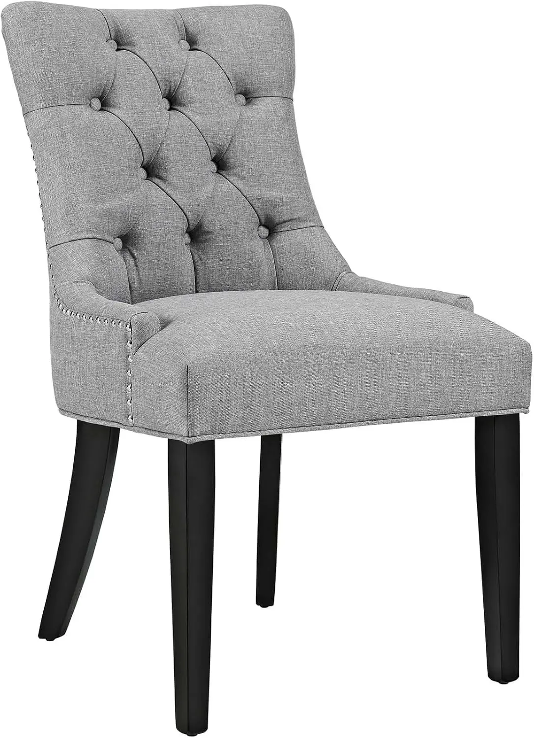 

Light Gray Tufted Fabric Dining Chair with Button Detail, Modern Upholstered Seat for Kitchen or Dining Room, Elegant Home