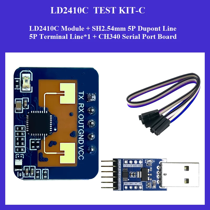 Bezpłatny statku Hi-Link nowy Mini LD2410C 5V 79mA wysoka czułość 24GHz czujnik stanu obecności człowieka moduł radarowy elektronika użytkowa