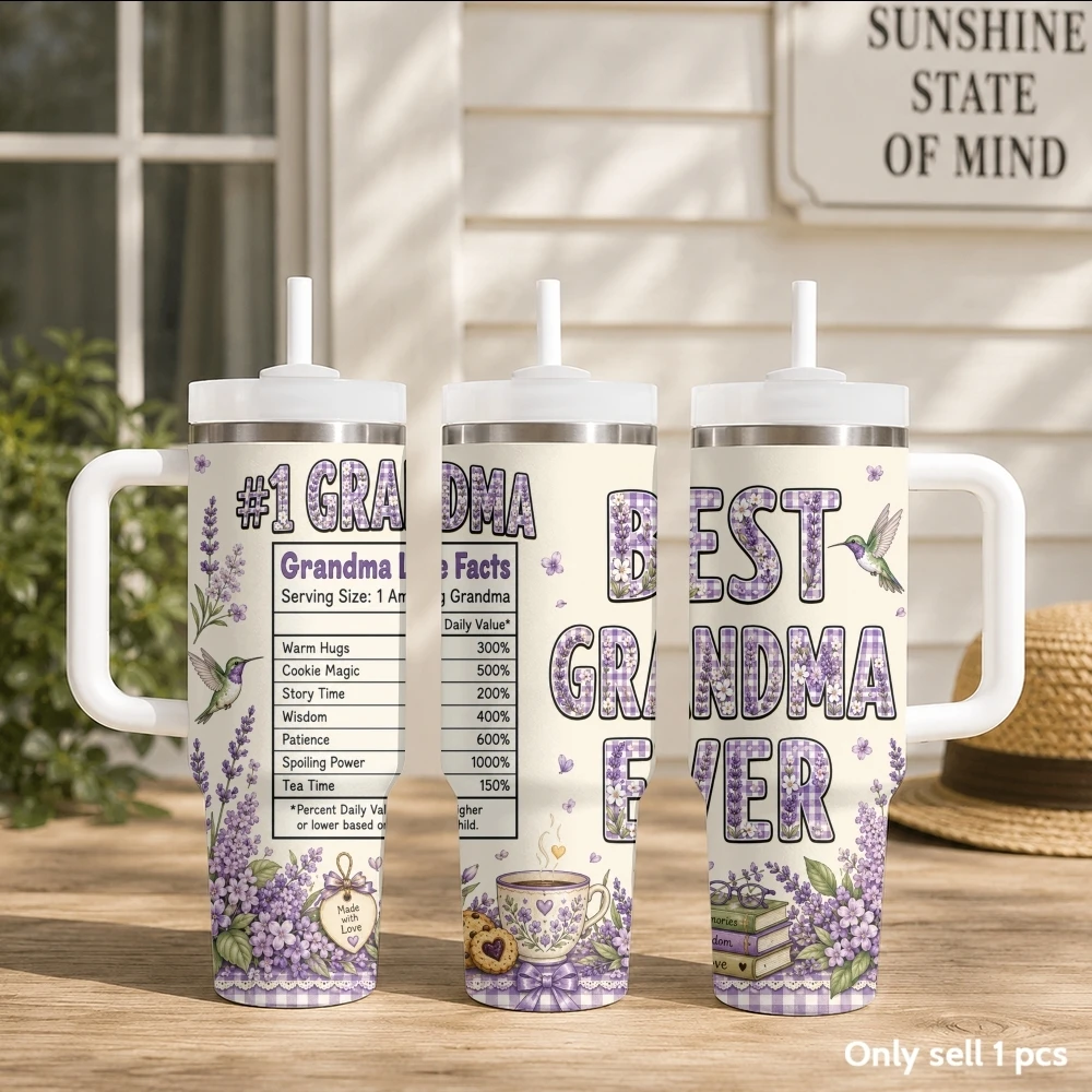 Best Grandma Teacher Mom Ever Vacuum Flasks 40oz Portable Stainless Steel Tumbler with Handle Straw Double Wall Insulated Mug