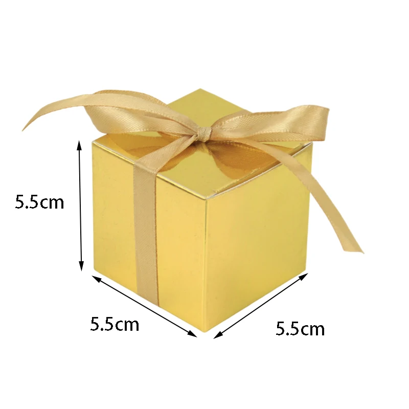 20/30/50Pcs European Square Solid Candy Box Chocolate Favor Gift Box Packaging Bag With Ribbon Wedding Birthday Party Decoration
