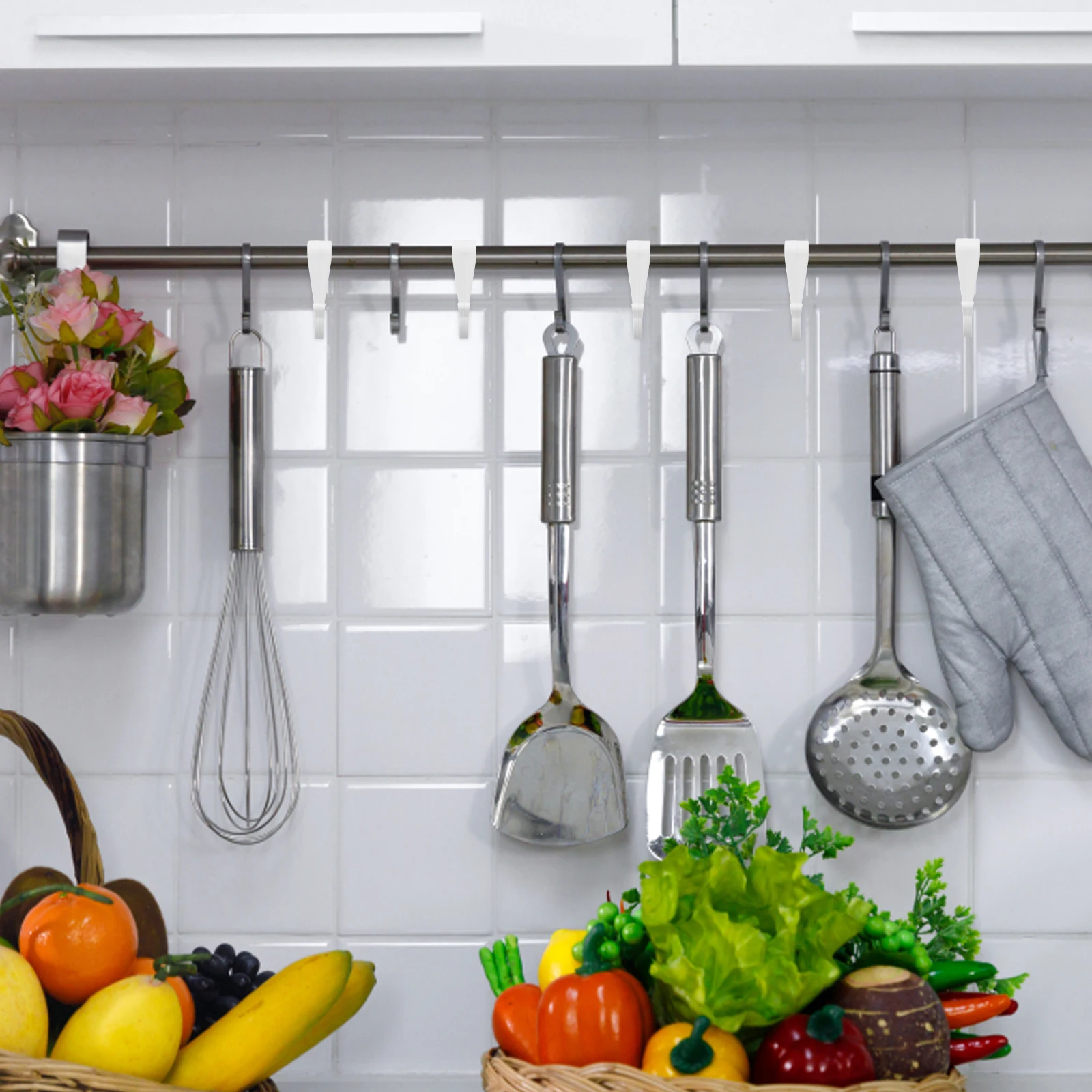 

6pcs Kitchen Plastic S Hooks For Hanging Over Door White Wall Mount Utility Hooks Organizers Pots Pans Mugs Storage Home