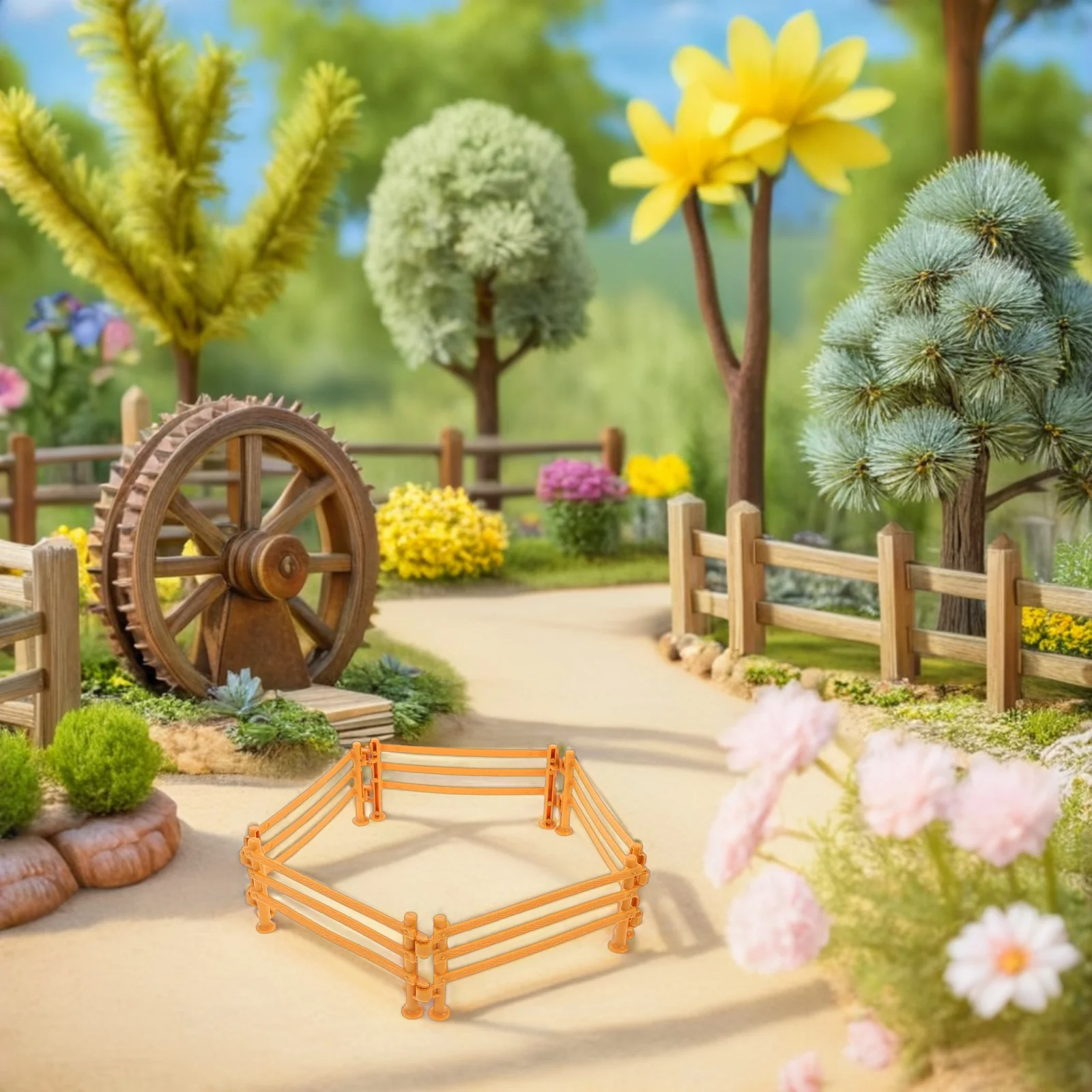 60 peças mini cerca de piquete para casa de fadas diorama pequena cerca de jardim conjunto de painéis de plástico