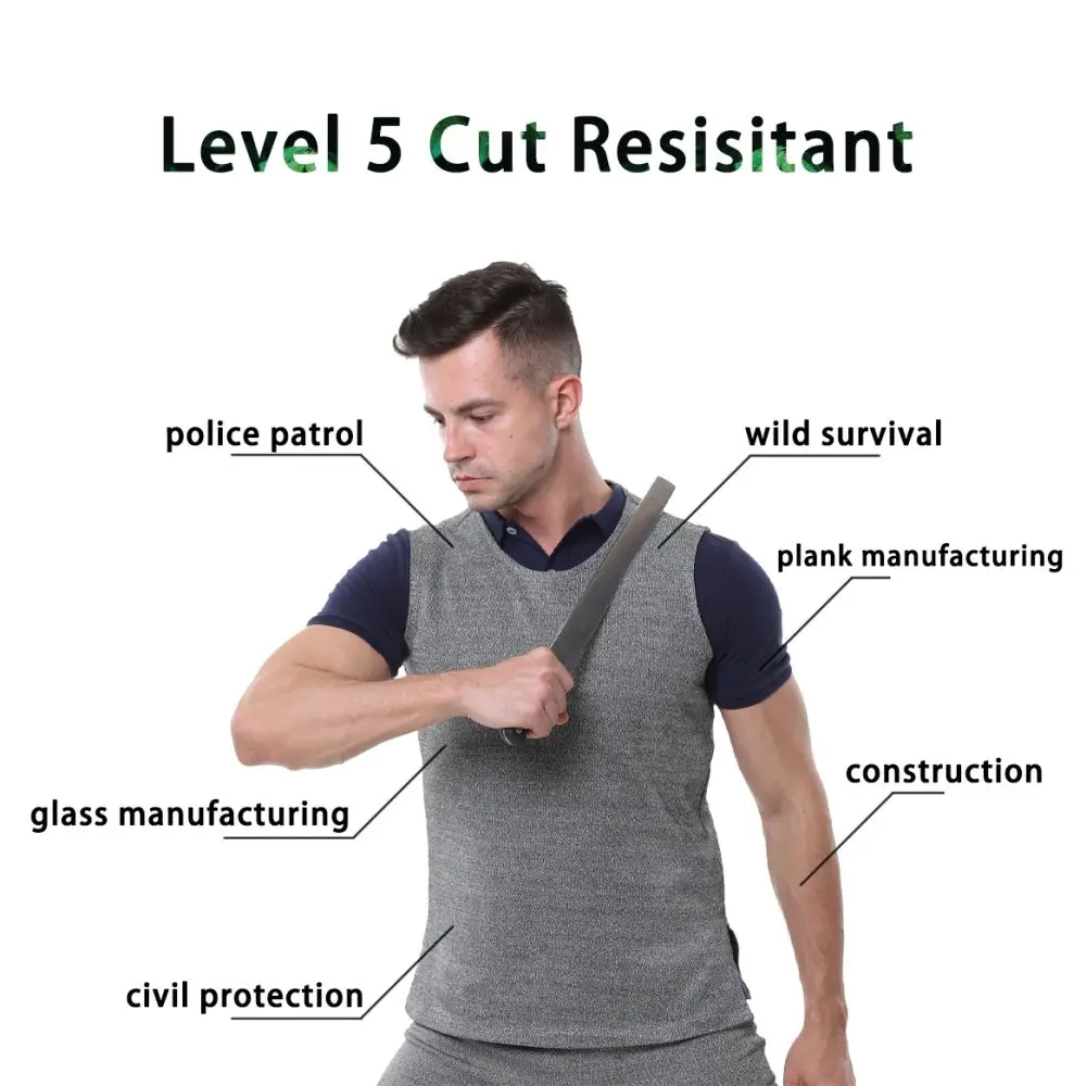 Summer Level 5 T-Shirt Thin Breathable Soft Invisible Outdoor Self-Defense Anti-Cut Anti-Stab Anti-Slash Tactical Clothing