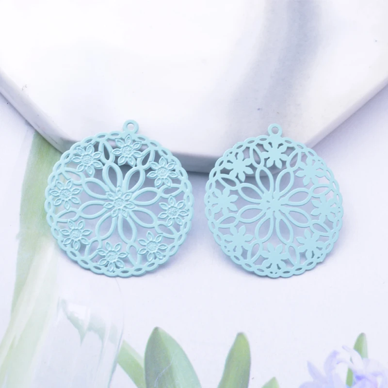 50 Stück/lot AB3239 Messing Filigran Blumen Anhänger Schmuckmaterialien Geeignet für DIY Ohrringe – Detail 13