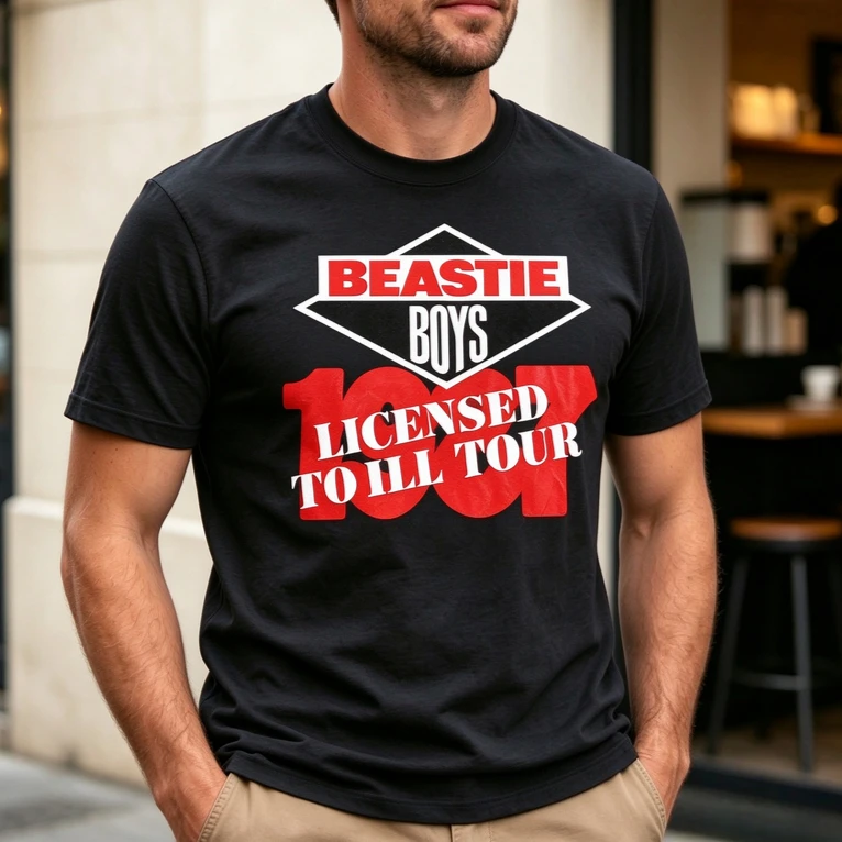 Beastie Boys Licensed To Ill Tour 1987 Graphic T Shirt Unisex Short Sleeve O Neck Vintage Hip Hop Band Fans Tee