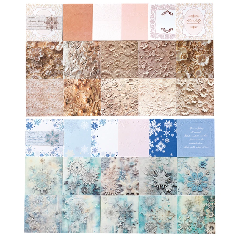 Mr. Paper 4Style 35Pcs/bag Double Sharing Pack Letterpress Embossed Material Paper DIY Handbook Scrapbook Photo Frame Calendar