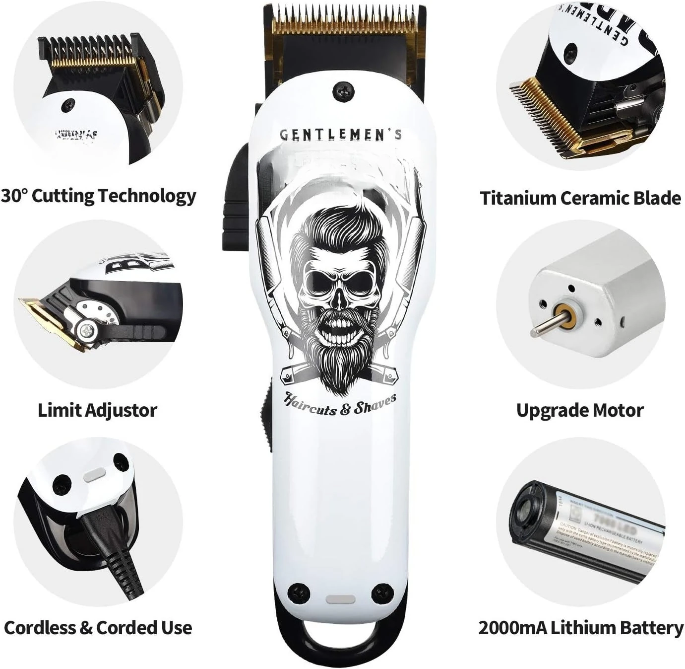 2026 New Upgrade Hair Clipper Men Haircut Machine, Hair Trimmer Professional Graffiti Cordless Electric Shaver 5800RPM