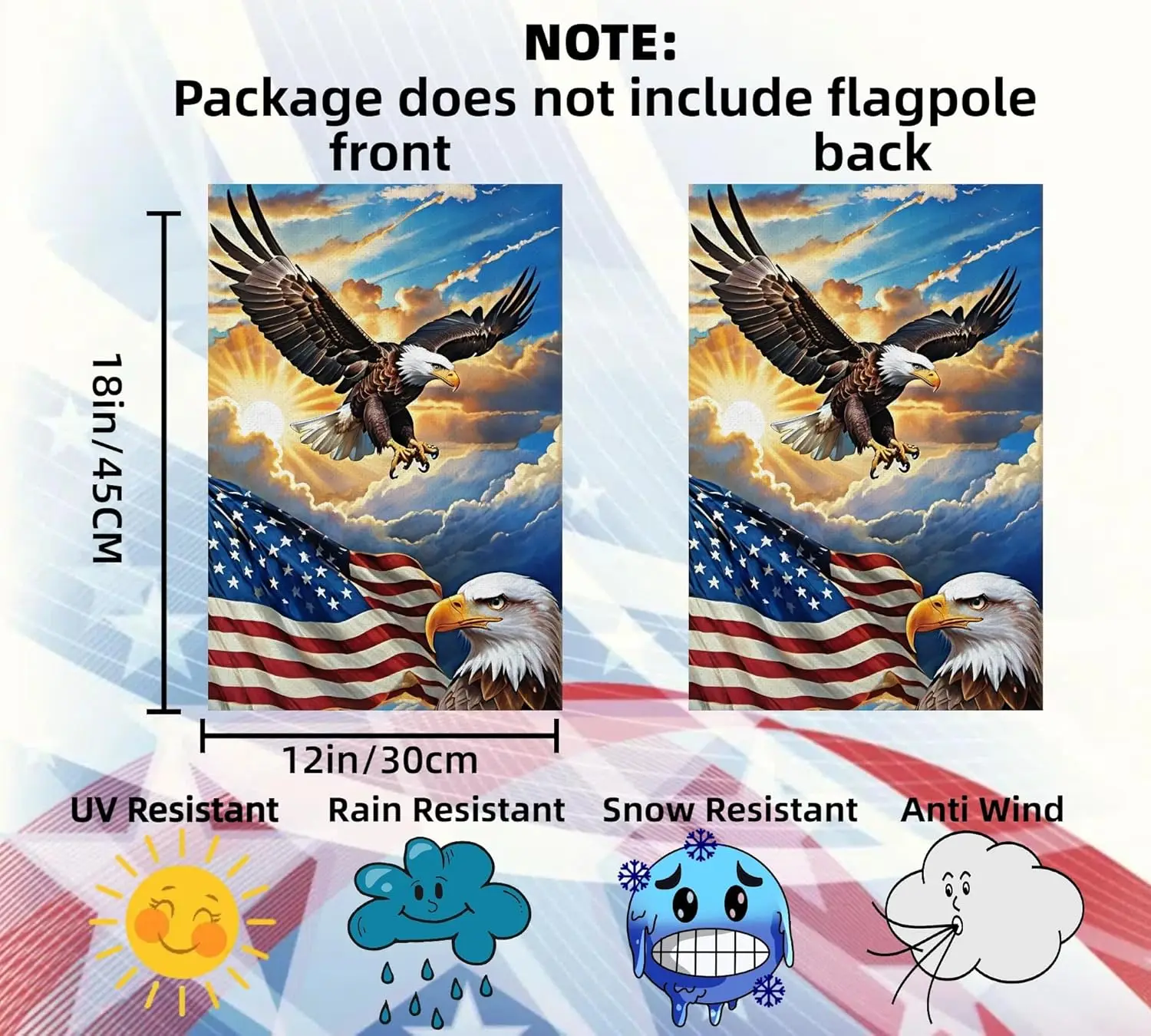 4th of July Garden Flag Patriotic USA Yard Sign Outdoor Decorations Memorial Day Garden Flag American Eagle Garden Flags for SSL