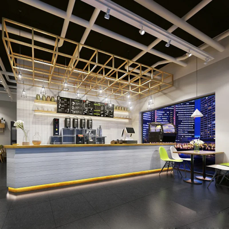 custom.Customized Bubble Tea Work Table with Refrigerator Milk Tea Equipment Boba Tea Counter Commercial bar Operating Tab
