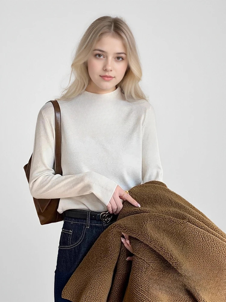 

New Autumn and Winter Women's Solid Color Semi-turtleneck Long-sleeved Sweater Fashion Women's Casual Knitwear Bottoming Shirt