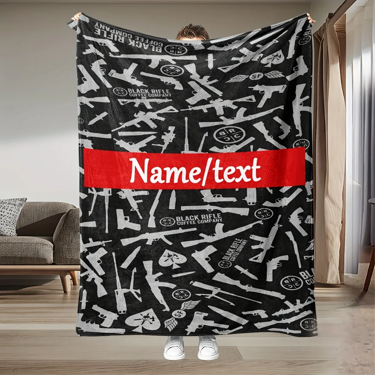 Custom Name Military Enthusiast Flannel Blanket, suitable for sofa, bed, birthdays, children, friends, gifts