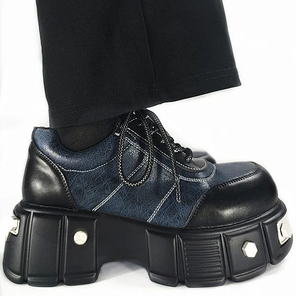 

Cowhide Men's Trendy British Black Big Head Heightening Niche Vibe High-end Casual Leather Platform Derby Shoes