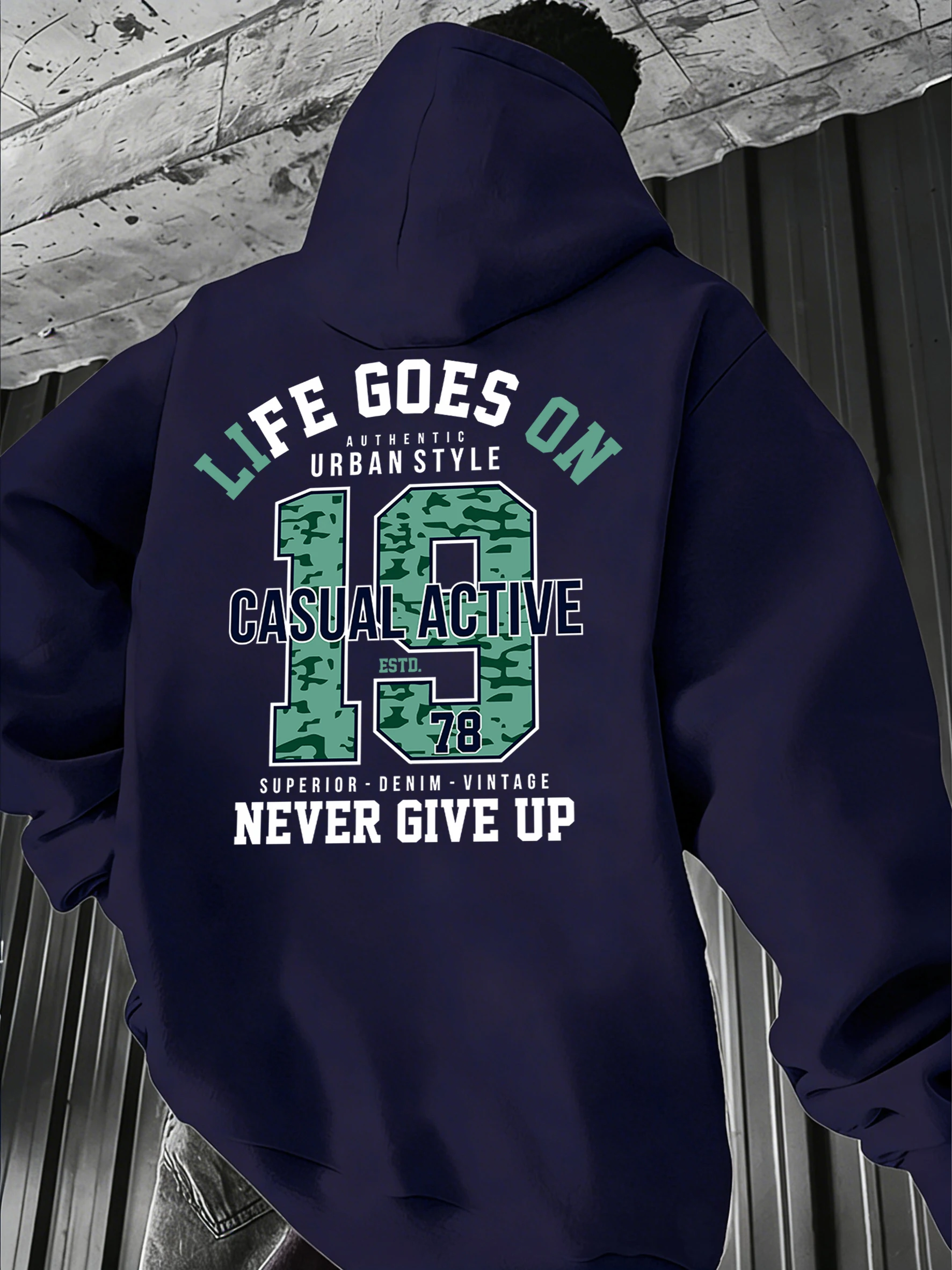 

Толстовка с принтом Life Goes On Never Give Up 1978, новая, мужская, повседневная, свободного кроя, уличная одежда, осенний теплый пуловер, флисовая, удобная, на каждый день