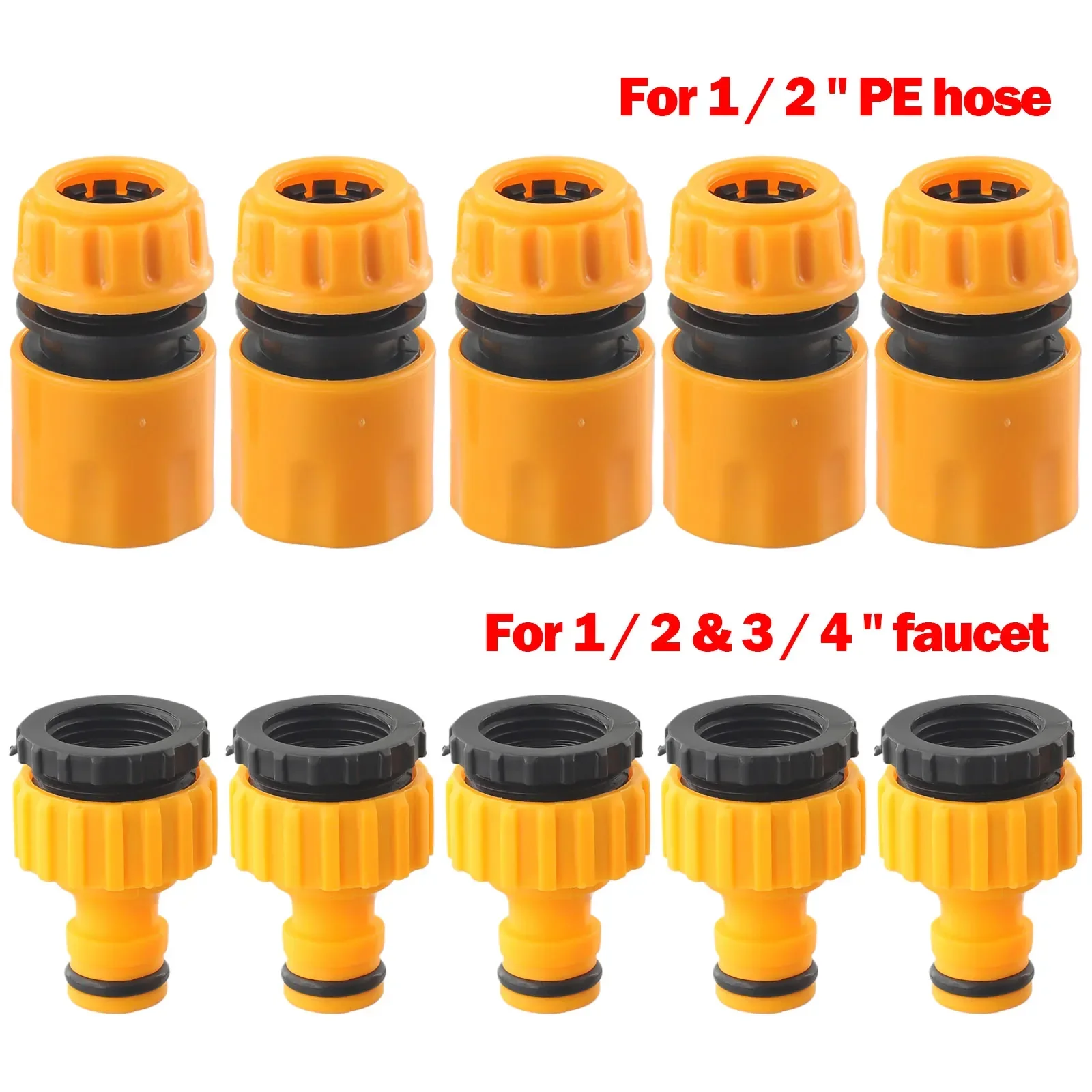 10pcs Hose Faucet Quick Connector 3/4 & 1/2 Inch Graden Hose Water Tap Threaded Connector Faucet Adapter For Garden Irrigation