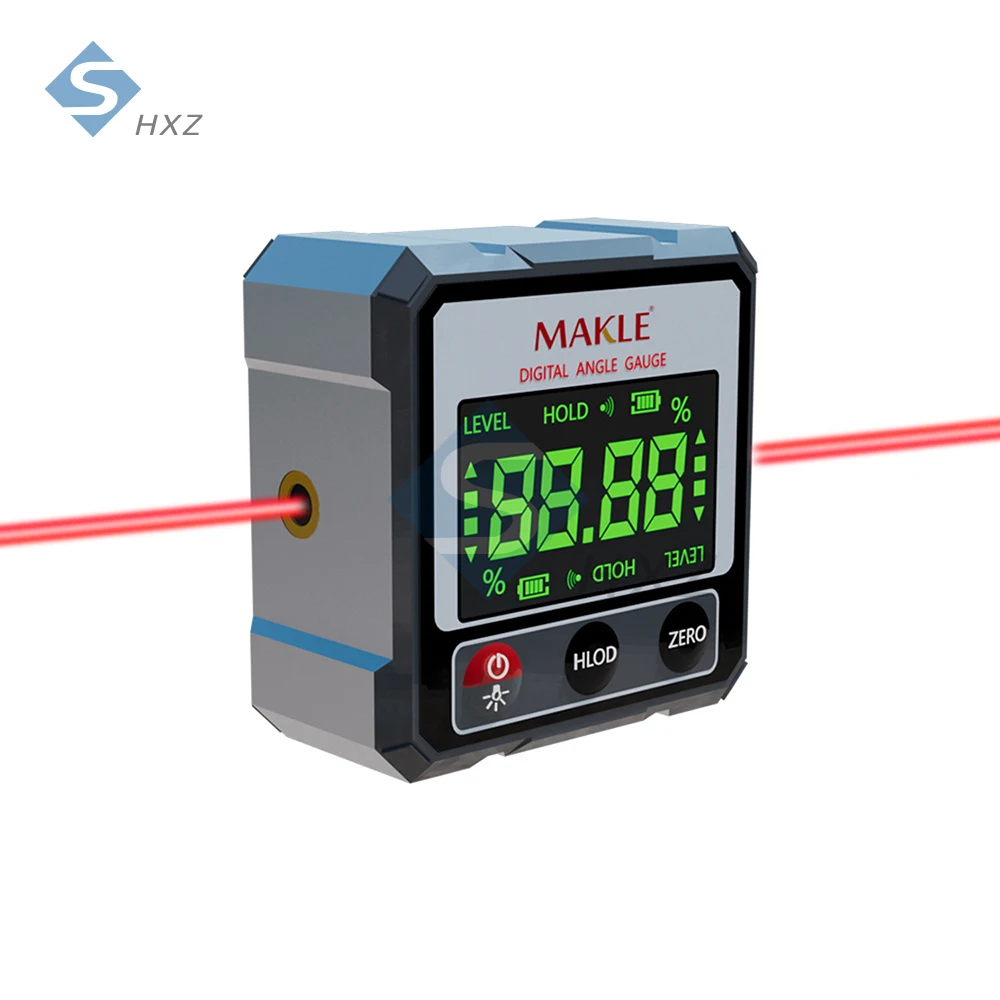 Digital Angle Gauge Laser Level Magnetic Inclinometer 4x90 Degree Electronic Protractor IP54 Waterproof Dustproof for Woodwork