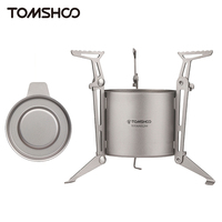 TOMSHOO Camping Titanium Alcohol Stove Heater Furnace W Fire Cover Lid Portable Foldable Camping Hiking Cooking Alcohol Burner
