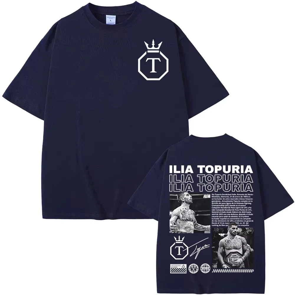 El Matador Ilia Topuria Merch T-Shirt aus reiner Baumwolle, Harajuku-Muster, Unisex, Sommer, bedruckt, Streetwear, täglich, lässig, T-Shirt – Detail 4