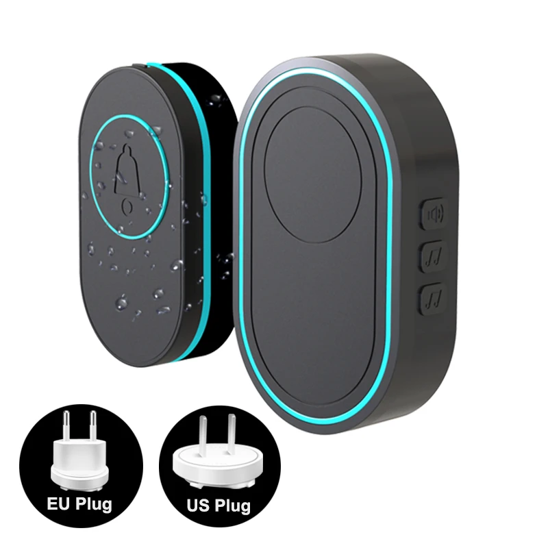 EARYKONG Wireless Doorbell Home Welcome Smart Door Bell Waterproof Long Wireless Distance 39 RingTones Button Support Luminous