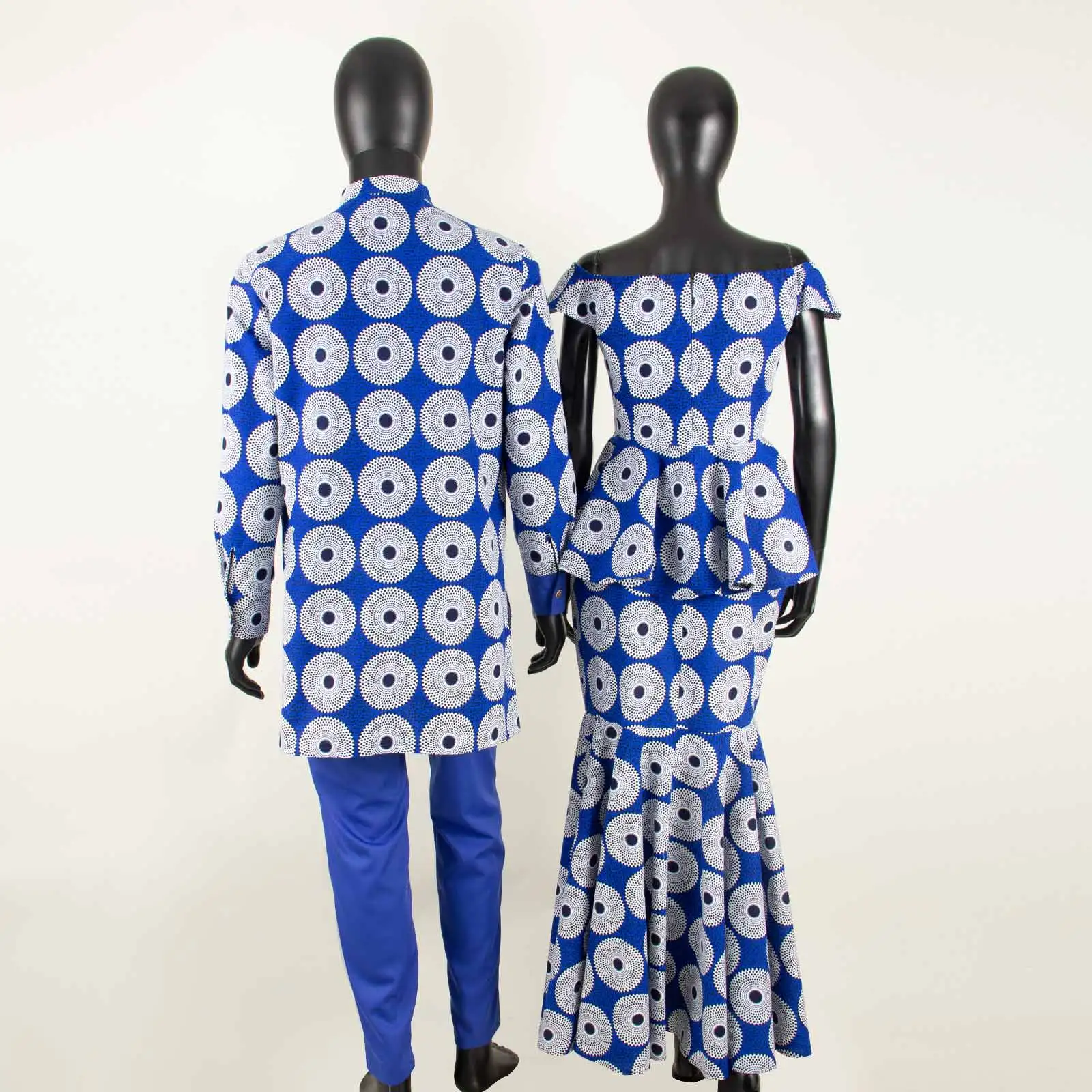 African Suits for Men Dashik Kaftan Top and Pant Sets Matching Couple Outfits Bazin Riche Women Tee and Split Skirt Sets Y23C017