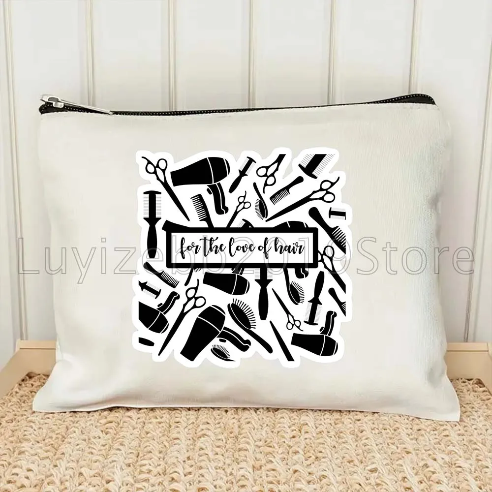 Hairdresser Hair Dresser Haircutter Stylist Scissors Coiffeur Haircut Gifts Canvas Cosmetic Makeup Toilet Bag Pencil Case Pouch