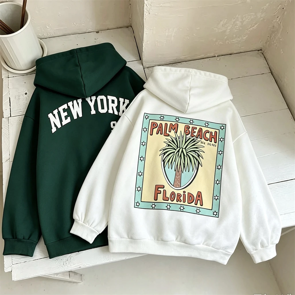 Bedruckte Kapuzenpullover Herbst-Winter-Kleidung Niedliche Dünne Samt-Kapuzenpullover für Kleinkinder Modische Lässige Sweatshirts Neue Kleinkindbekleidung – Detail 5