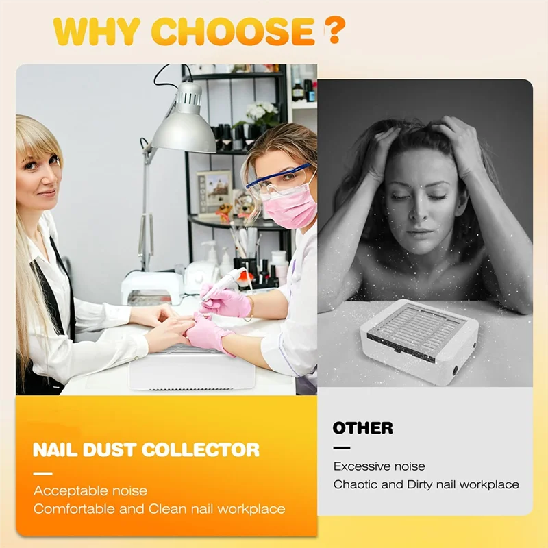 A94E-Nails Dust Collector Machine Professional Powerful Fan Extractor Manicure Pedicure Tool Nails Tech Vacuum EU EU Plug
