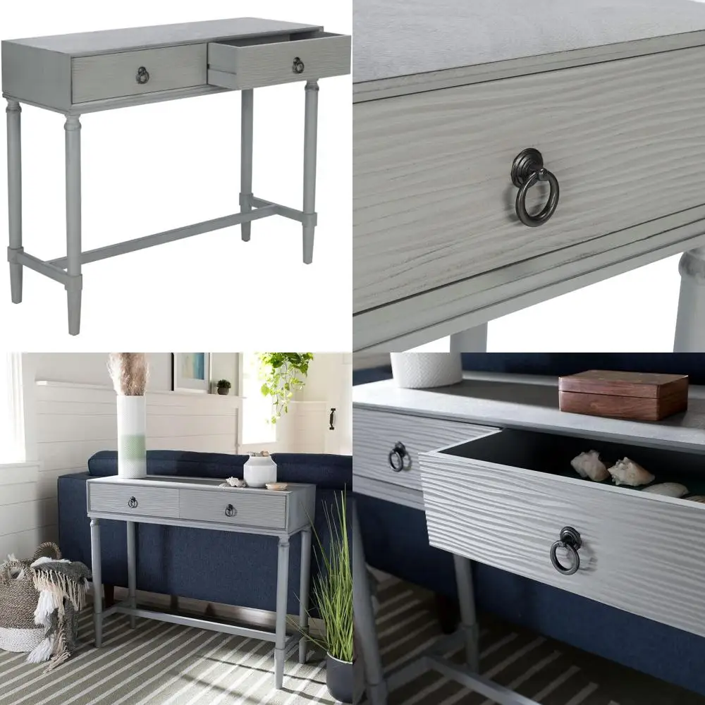 

Grey 2-Drawer Distressed Home Office Table