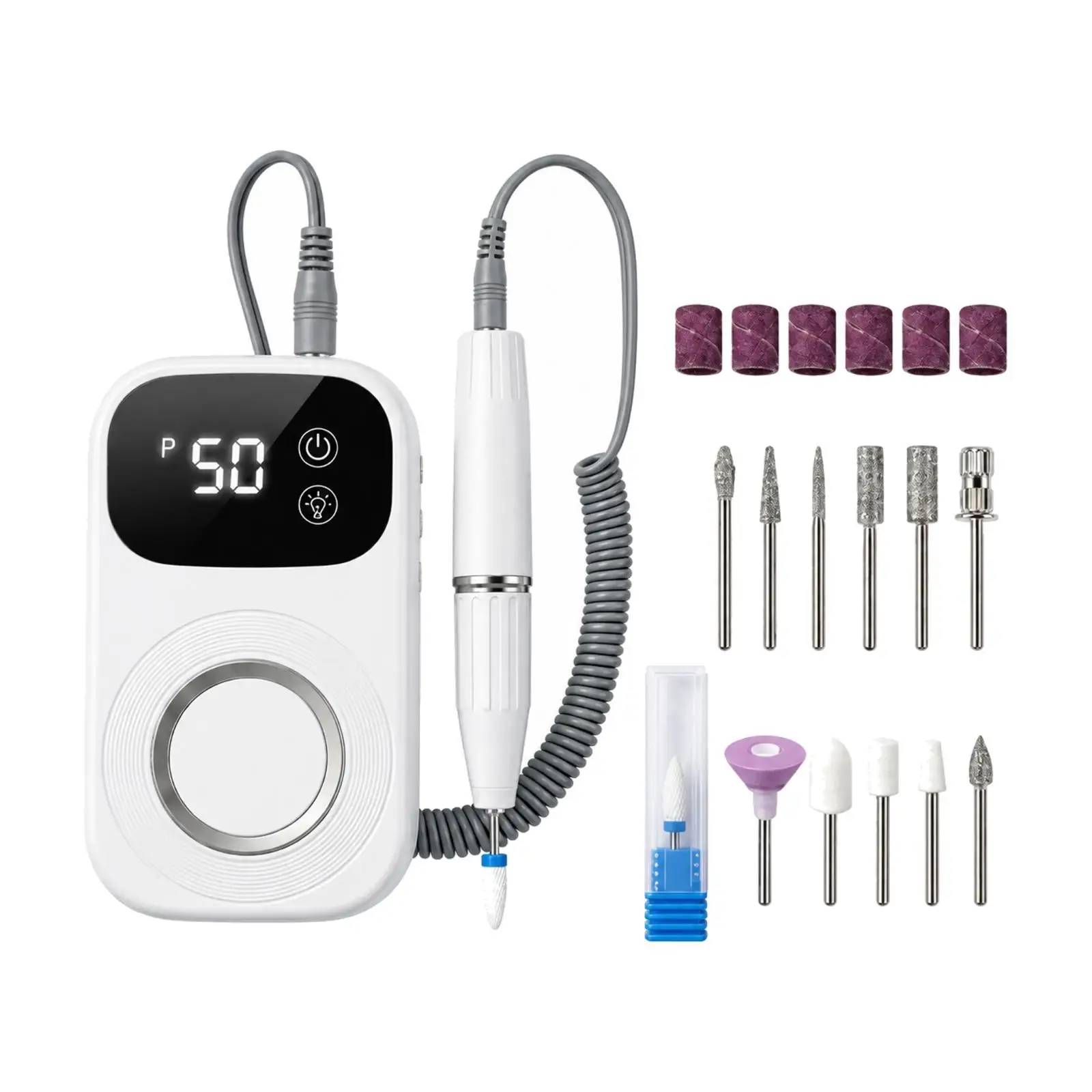 Portable Electric Cuticle Trimmer Nail Art Drill with Sanding Bands for Filing Shaping Polishing Complete Nail Care