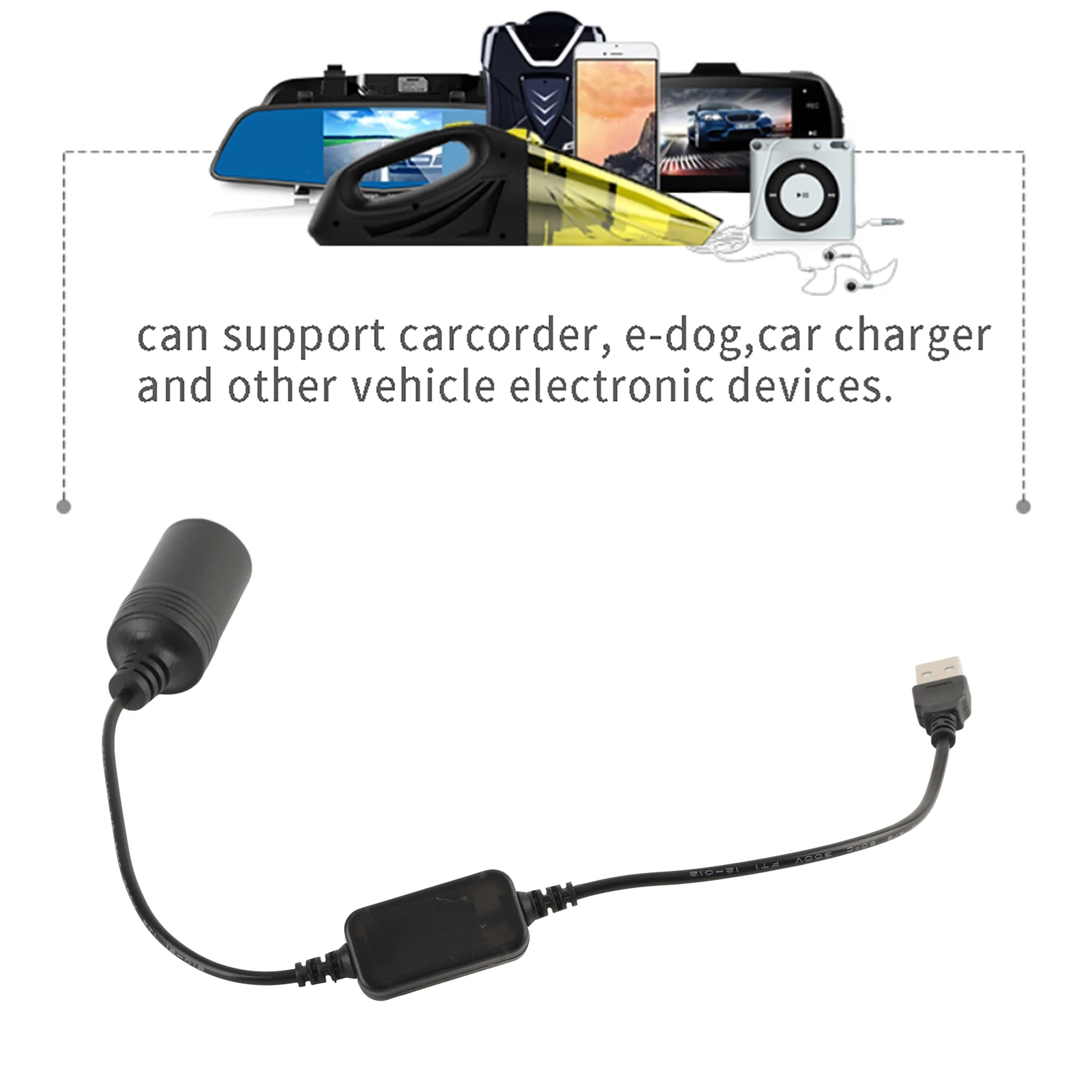 منفذ USB إلى 12 فولت مقبس ولاعة السجائر للسيارة محول أنثى سلك محول منفذ USB إلى مقبس ولاعة السجائر في السيارة