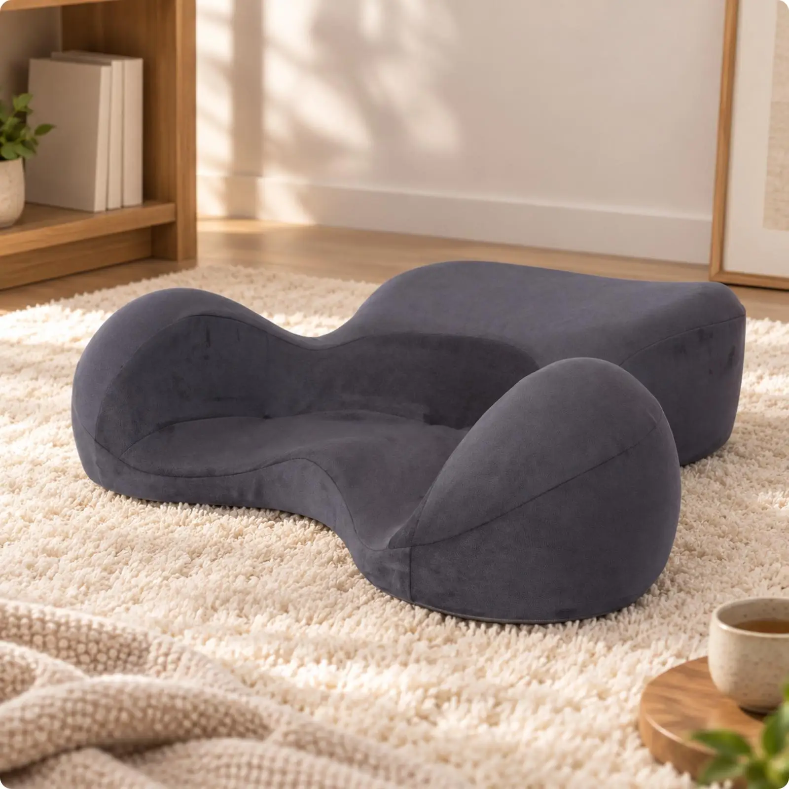 Ergonomic Meditation Cushion Memory Foam Floor Sitting Pad for Yoga Breathing Exercises Home Studio Support