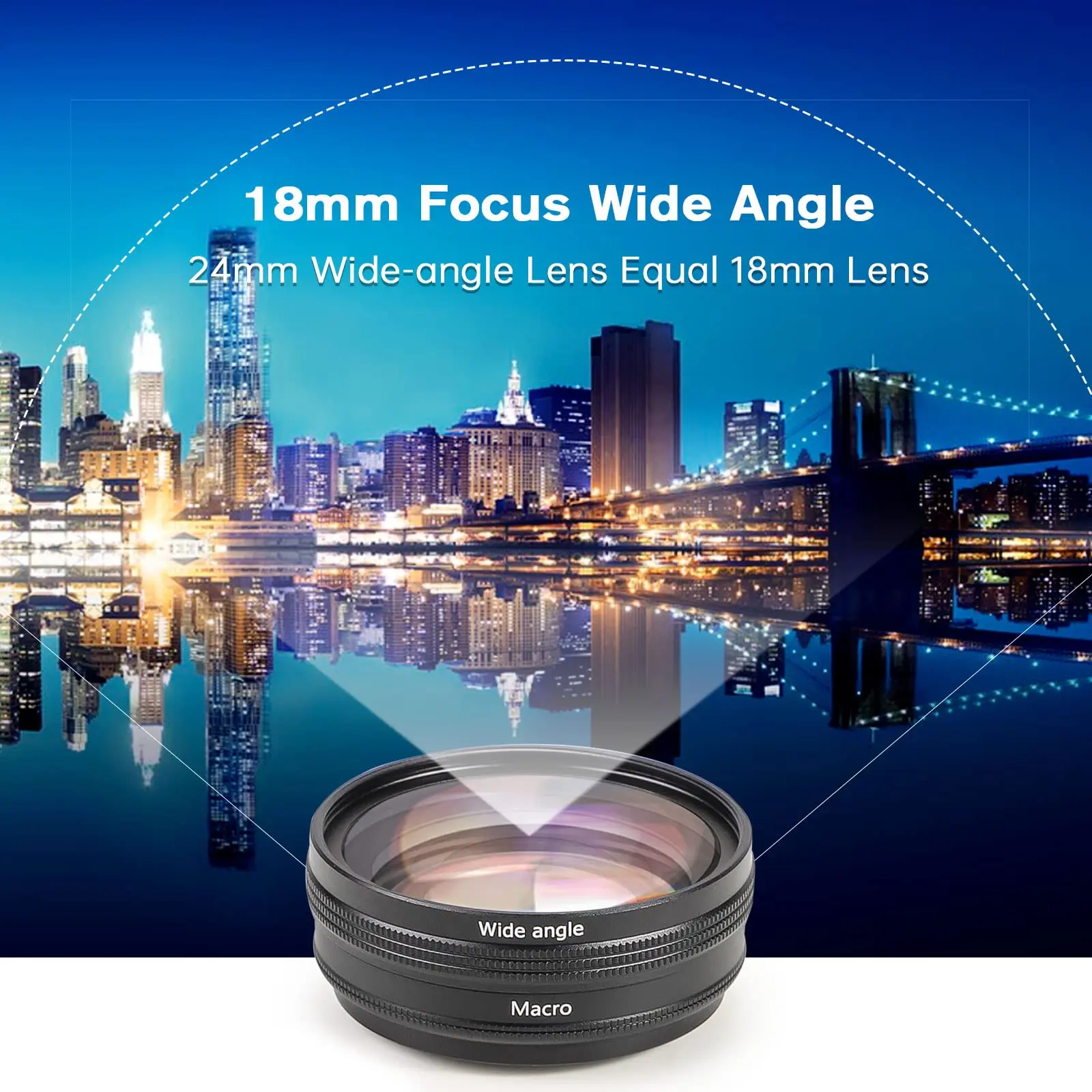 

USKEYVISION WLZ-10 18mm Wide Angle 10X Macro Lens 2-in-1 Attached Lens Kit Aluminum Alloy Frame for Sony ZV-E10 A7C Camera