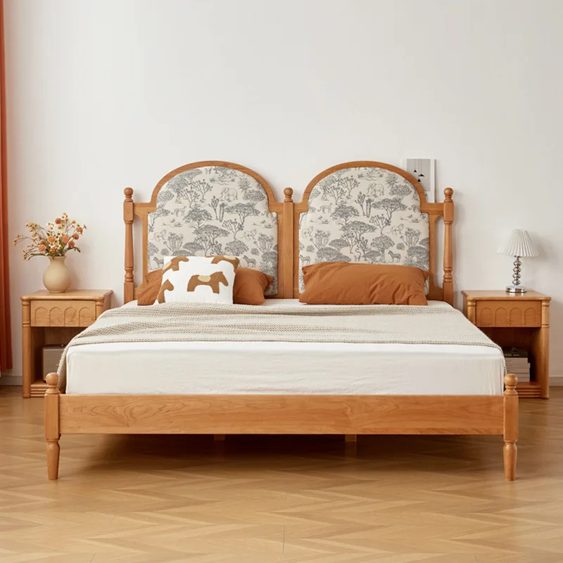 

Customizable Nordic Solid Cherry Bed